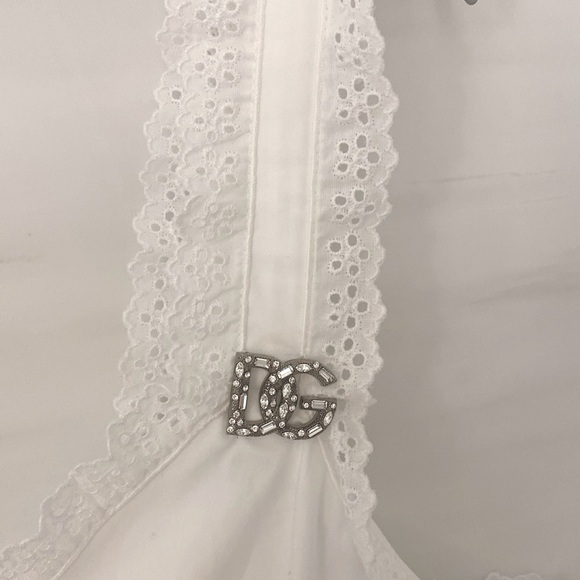 DOLCE & GABBANA | Broderie - Anglaise Tiered Sleeveless Mini Dress | Size US 14 - Picture 3 of 11